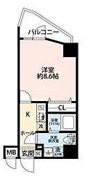 プレール・ドゥーク西新井II 1Kの間取図画像