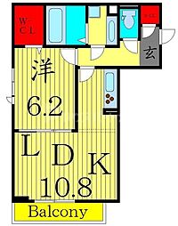 D-room煌 1LDKの間取図画像
