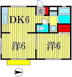 シティーハイツ青井 2DKの間取図画像