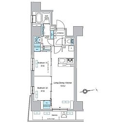 プレディアコート北千住 2LDKの間取図画像