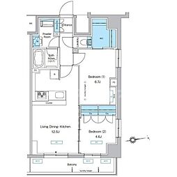 プレディアコート北千住 2LDKの間取図画像