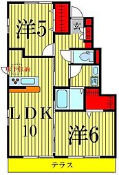 ロジェ2 2LDKの間取図画像