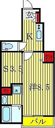 パリス・デイジー 2Kの間取図画像