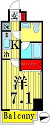 プレール・ドゥーク北千住 1Kの間取図画像