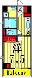 リヴェールタワー綾瀬 1Kの間取図画像