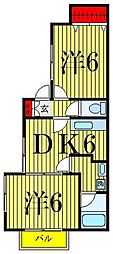 カルムU 2DKの間取図画像