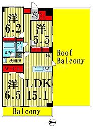 ロイヤルパークスシーサー 3LDKの間取図画像