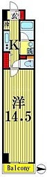 ロイヤルパークスシーサー 1Kの間取図画像