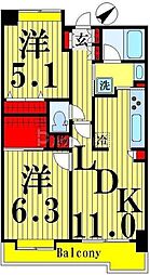 グランフラッツ北千住 2LDKの間取図画像