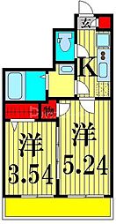 アーバンパーク六町 2Kの間取図画像