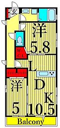 VillaDelSol2 2LDKの間取図画像