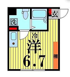 COCOFLAT北千住North ワンルームの間取図画像