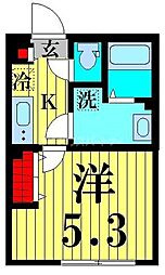 グレイス高野2 1Kの間取図画像