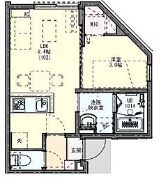 KLEIS六町 1LDKの間取図画像