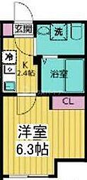 フローライト北千住 1Kの間取図画像