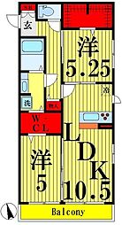 サンモールウチデ 2LDKの間取図画像