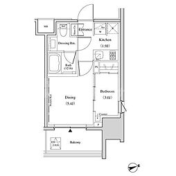 ザ・パークハビオ北千住 1DKの間取図画像