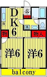 セジュールヌノメ 2DKの間取図画像