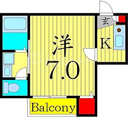クリスタルハイツ青井 1Kの間取図画像