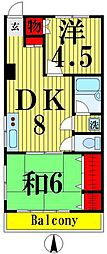 サンポミエール 2DKの間取図画像