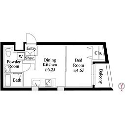 ジュネス北千住S 1DKの間取図画像