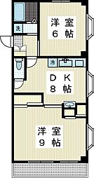 サンパールリラ 2DKの間取図画像