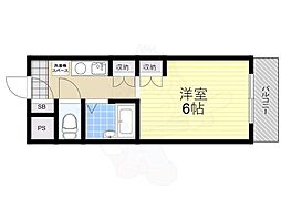 新大宮シティ・パル 6階1Kの間取り