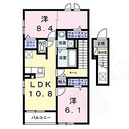 カリーノ2 2階2LDKの間取り