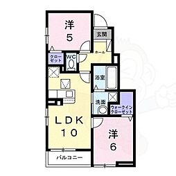 カリーノ2 1階2LDKの間取り