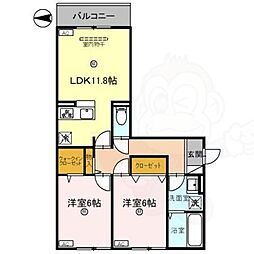 ジェイドウェル 2階2LDKの間取り