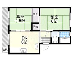第一中村ビル 2階2DKの間取り
