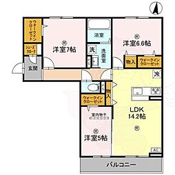 萩1 3階3LDKの間取り