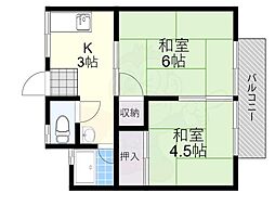 鳩マンション 2Kの間取図画像