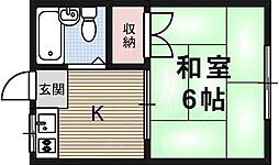 ハイツ一条2 1Kの間取図画像