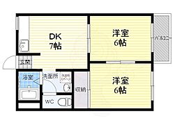 小林ハイツ 2階2DKの間取り