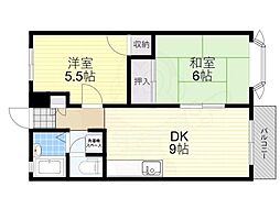 だいわ池田ハイツ 2階2DKの間取り