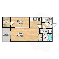 近鉄橿原線 近鉄郡山駅 徒歩7分の賃貸アパート 1階1LDKの間取り