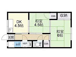 東生駒マンション 2DKの間取図画像