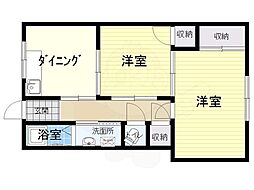 東生駒マンション 2DKの間取図画像