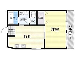 ソレイユ生駒 1Kの間取図画像