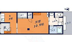 常盤荘 1Kの間取図画像