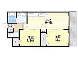 ALEGRIA郡山 2LDKの間取図画像