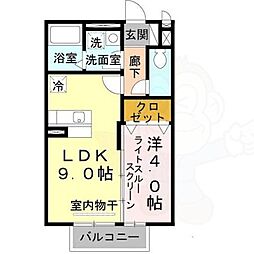 チエーログランデ 1LDKの間取図画像
