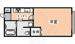 リヴェルテ生駒 1Kの間取図画像