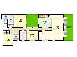 ロイヤルヒルズ東生駒B棟 4LDKの間取図画像