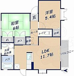 ファミーユ下山 2LDKの間取図画像