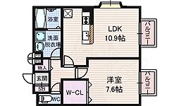 パセオ奈良 1LDKの間取図画像