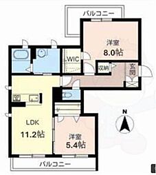 シャーメゾン春日 2LDKの間取図画像