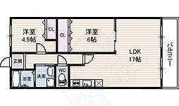 三和佐保川ビル 2LDKの間取図画像