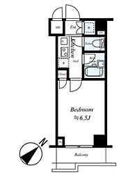 ルーブル溝の口参番館 4階1Kの間取り